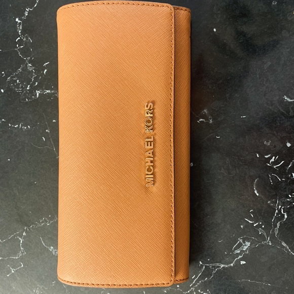 Michael Kors Handbags - MK Long Brown Button Leather Wallet